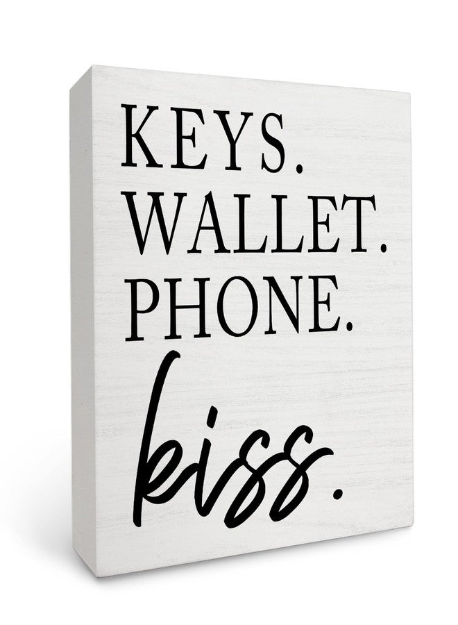 OFlich Wooden Entryway Table Decor - Box Sign for Keys, Wallet, Phone - Home Decor - Image 1